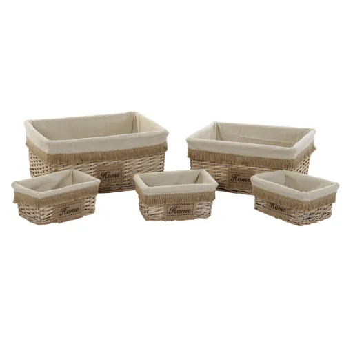 Conjunto de Cestas Home ESPRIT Castanho Natural 48 x 40 x 22 cm (5 Peças)