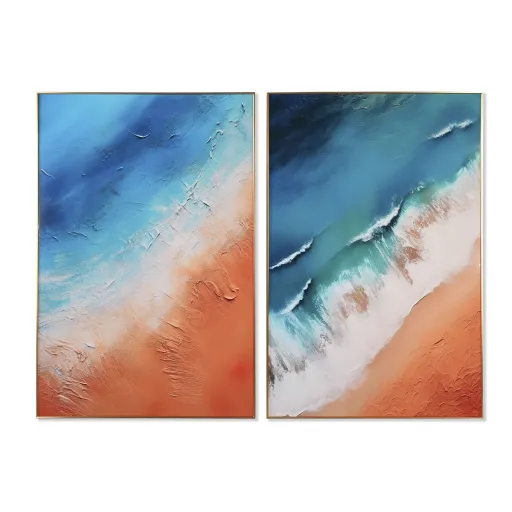 Pintura Home ESPRIT Moderno Praia 80 x 3 x 120 cm (2 Unidades)