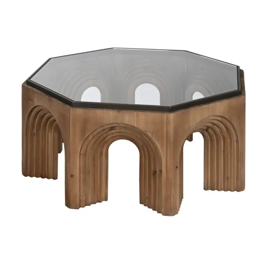 Mesa de Centro Home ESPRIT Cristal Madeira de Abeto 99 x 99 x 46 cm