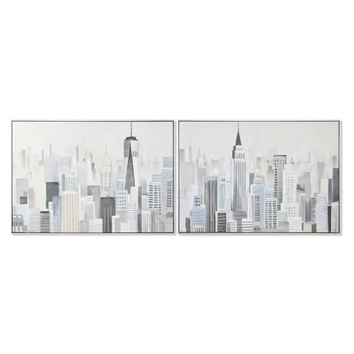 Pintura Home ESPRIT Cidade Loft 122,3 x 4,5 x 82,3 cm (2 Unidades)