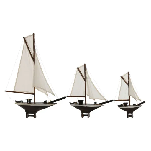 Figura Decorativa Home ESPRIT Branco Castanho Mediterrâneo 55 x 8 x 70 cm (3 Peças)