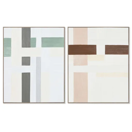 Pintura Home ESPRIT Abstrato Urbana 82,2 x 4,5 x 102 cm (2 Unidades)