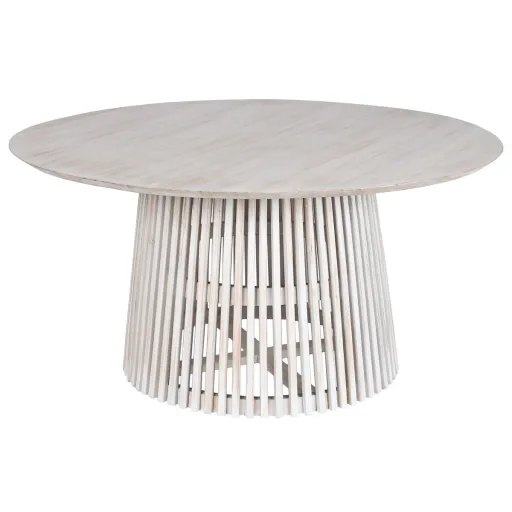 Mesa de Jantar Home ESPRIT Branco Madeira de Cedro 150 x 150 x 75 cm