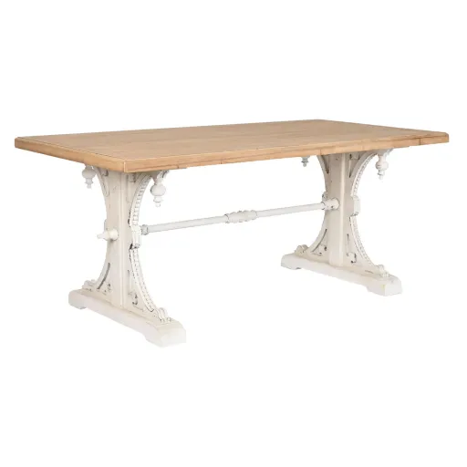 Mesa de Jantar Home ESPRIT Branco Natural Abeto Madeira MDF 180 x 90 x 76 cm