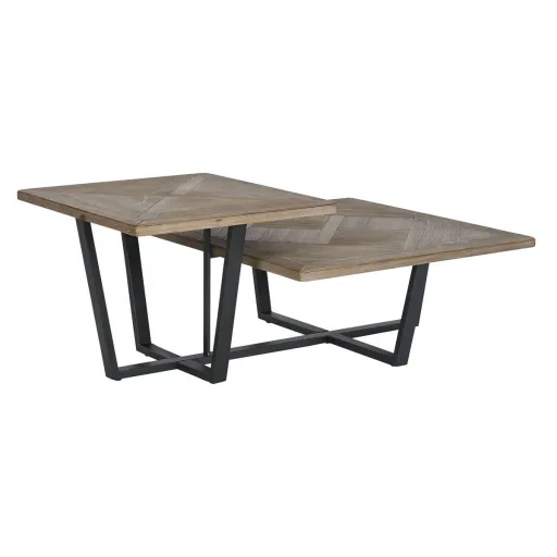 Mesa de Centro Home ESPRIT Preto Natural Metal Madeira de Abeto 118 x 78 x 45 cm