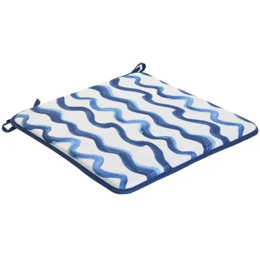 Almofada para Cadeiras Home ESPRIT Azul Branco 38 x 38 x 2 cm