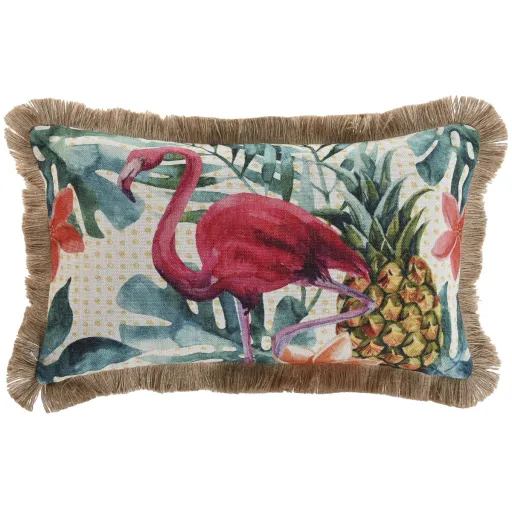 Almofada Home ESPRIT Franjas Tropical 50 x 30 cm