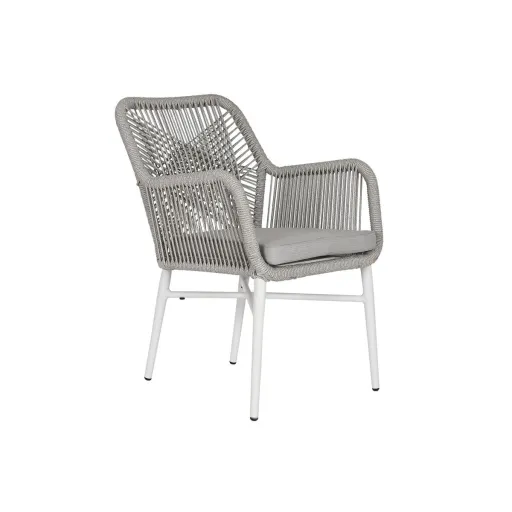 Poltrona de Jardim Home ESPRIT Branco Cinzento Alumínio Rotim Sintético 57 x 63 x 84 cm