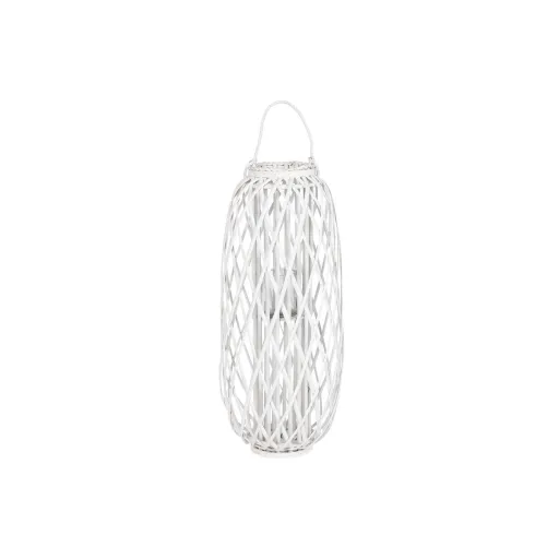 Castiçais Home ESPRIT Branco Vime Cristal 34 x 34 x 80 cm