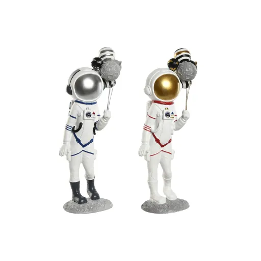 Figura Decorativa Home ESPRIT Azul Branco Vermelho Mulher Astronauta 16 x 12 x 41 cm (2 Unidades)