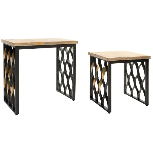 Conjunto de 2 Mesas Home ESPRIT Madeira Metal 64 x 34 x 65 cm