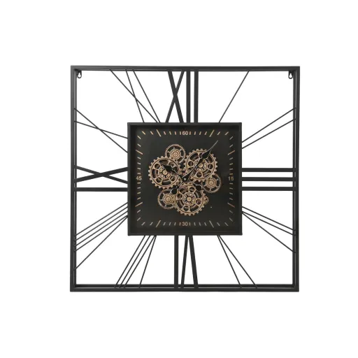 Relógio de Parede Home ESPRIT Preto Dourado Metal Cristal 80 x 8 x 80 cm