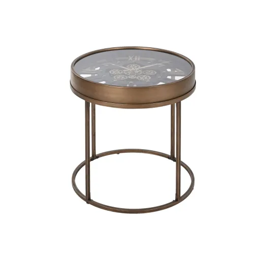 Mesa de Apoio Pequena Home ESPRIT Preto Dourado Metal Cristal 48 x 48 x 51 cm