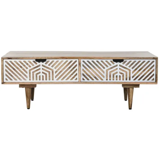 Mesa de Centro Home ESPRIT Branco Madeira de Mangueira 115 x 60 x 40 cm