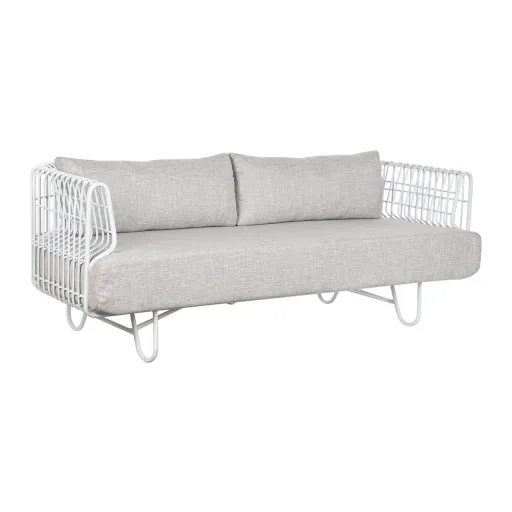 Sofá Home ESPRIT Branco Bege Metal 180 x 66 x 66 cm