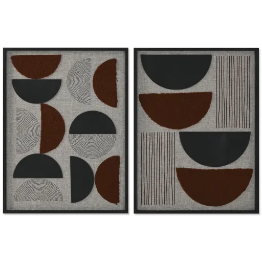 Pintura Home ESPRIT Preto Terracota Moderno Urbana 60 x 3 x 80 cm (2 Unidades)