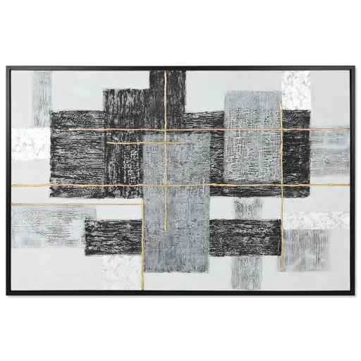 Pintura Home ESPRIT Branco Preto Dourado Moderno 156 x 3,8 x 106 cm