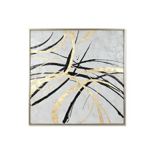 Pintura Home ESPRIT Branco Dourado Abstrato Moderno 131 x 4 x 131 cm