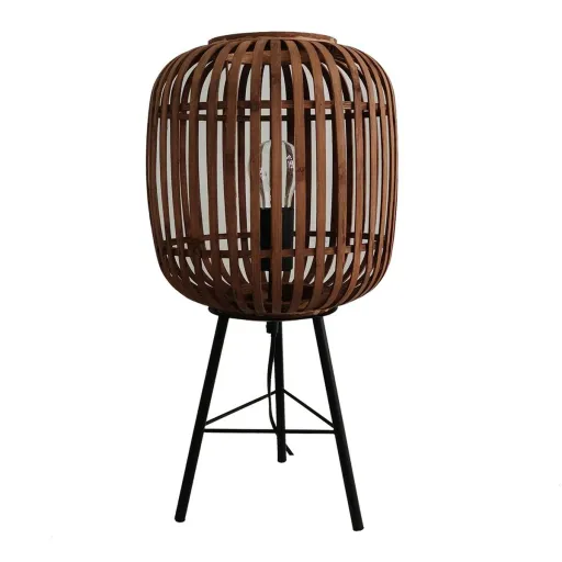 Lâmpada de Mesa Versa Castanho Metal Tecido Bambu (25 x 50 x 25 cm)