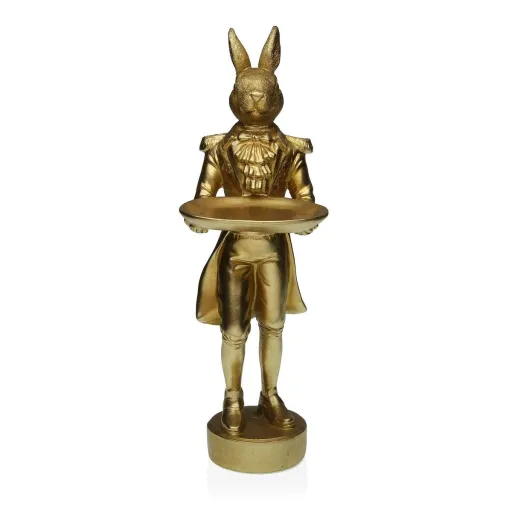 Figura Decorativa Versa Dourado Coelho 16 x 40 x 12 cm Resina