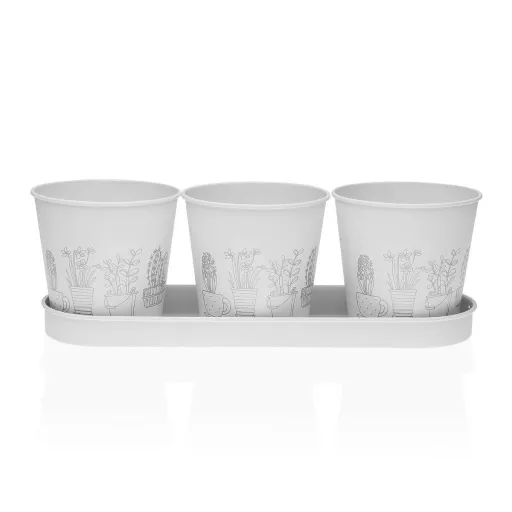 Vaso Versa Branco Triplo Metal (11 x 33 cm)