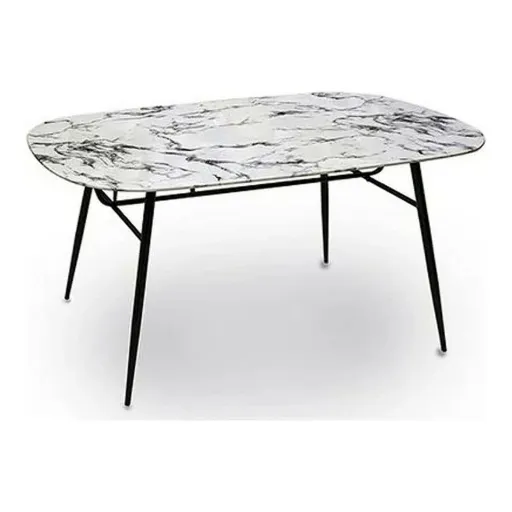 Mesa de Apoio Branco Preto Metal Vidro Temperado 90 x 76,5 x 160 cm