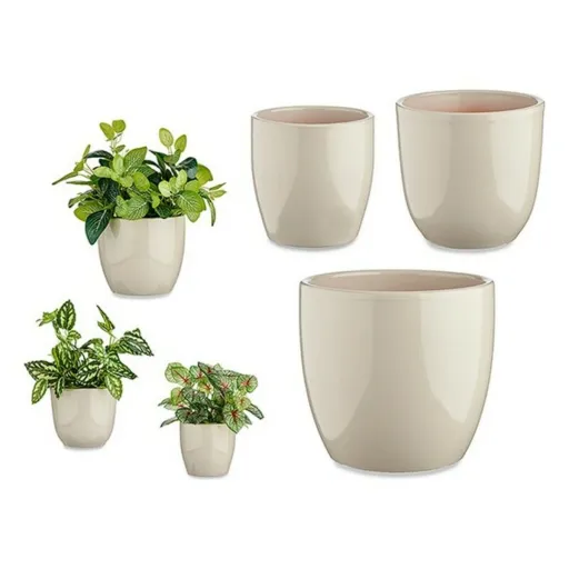 Conjunto de Vasos Cinzento Argila (3 Peças) (22,5 x 18,5 x 22,5 cm)