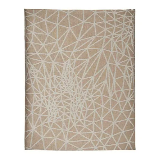 Toalha de Mesa Abstrato Bege Jacquard Branco (140 x 180 cm)