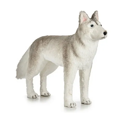 Decoração Natal 87 cm Cão Cinzento Branco Sintético