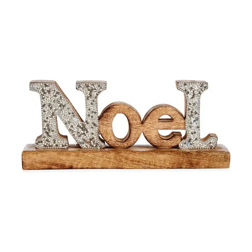 Figura Decorativa Noel Purpurina 6,5 x 10 x 25 cm Prateado Madeira