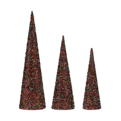 Decoração Cones Natal Lantejoulas 3 Peças Azul Fúcsia