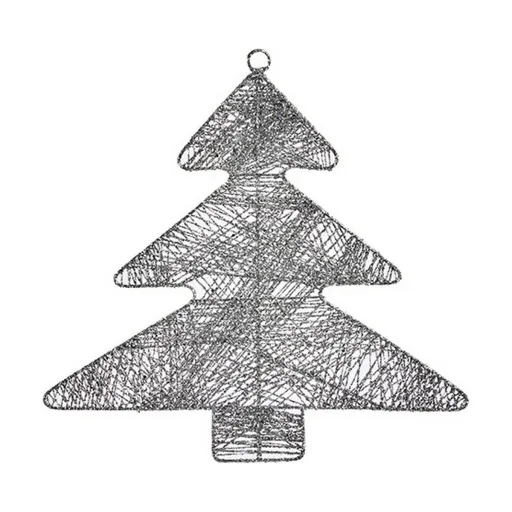 Adorno Natalício Prateado Árvore de Natal 36,7 x 0,2 x 37,5 cm Metal Plástico