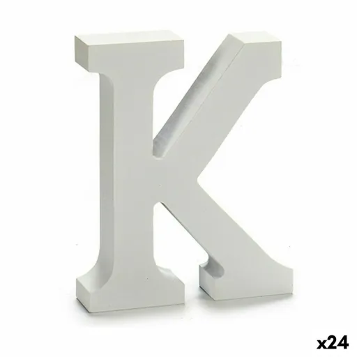 Letra K Madeira Branco (2 x 16 x 14,5 cm) (24 Unidades)