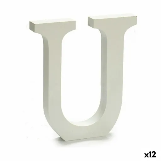 Letra U Madeira Branco (1,8 x 21 x 17 cm) (12 Unidades)