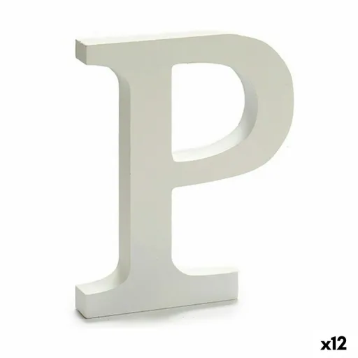 Letra P Madeira Branco (1,8 x 21 x 17 cm) (12 Unidades)