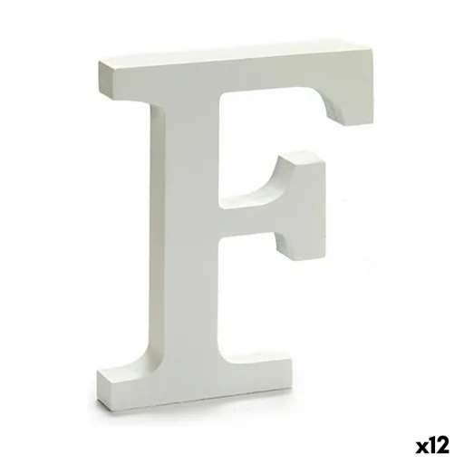 Letra F Madeira Branco (1,8 x 21 x 17 cm) (12 Unidades)