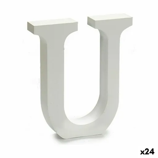 Letra U Madeira Branco (2 x 16 x 14,5 cm) (24 Unidades)