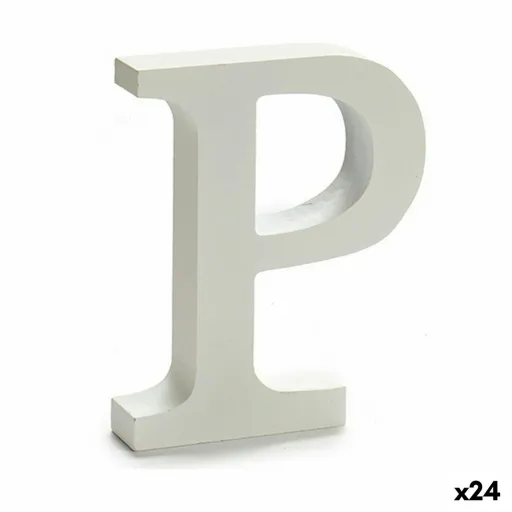 Letra P Madeira Branco (2 x 16 x 14,5 cm) (24 Unidades)