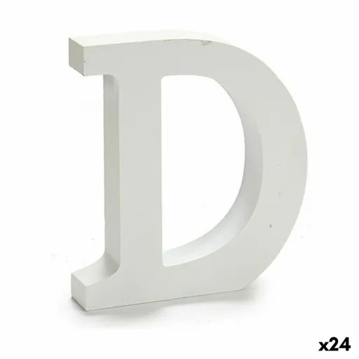 Letra D Madeira Branco (2 x 16 x 14,5 cm) (24 Unidades)