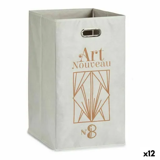 Cesto Art Nouveau Branco Dourado Cartão 60 L 35 x 57 x 35 cm (12 Unidades)