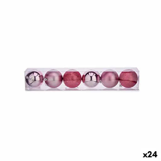 Conjunto de Bolas de Natal Cor de Rosa Plástico Ø 8 cm (24 Unidades)