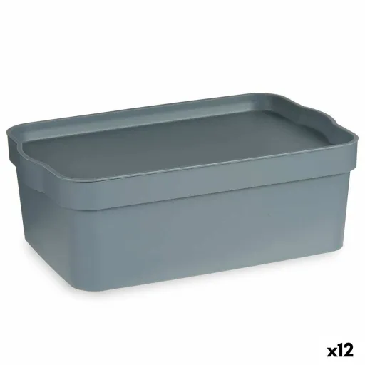 Caixa de Armazenagem com Tampa Cinzento Plástico 6 L (21,5 x 11 x 32 cm) (12 Unidades)