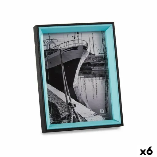 Moldura de Fotos Cristal Preto Azul Madeira MDF (3 x 22 x 17 cm) (6 Unidades)