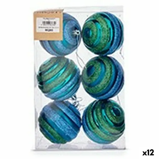 Conjunto de Bolas de Natal Ø 8 cm Azul Verde PVC (12 Unidades)