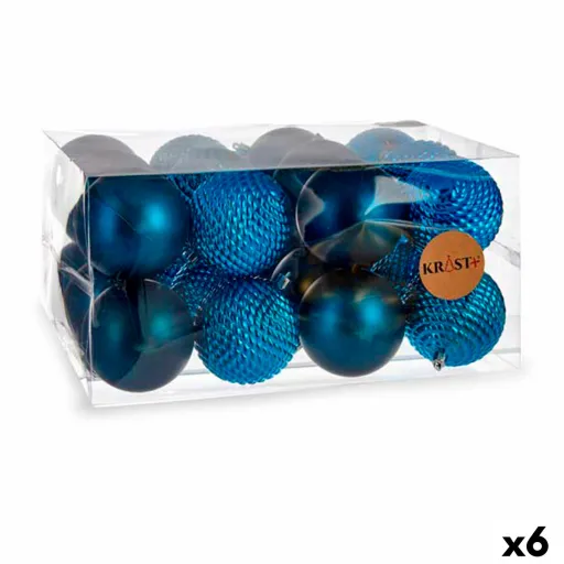 Conjunto de Bolas de Natal Azul Plástico Ø 8 cm (6 Unidades)