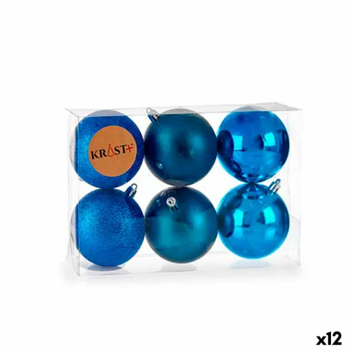 Conjunto de Bolas de Natal Azul Plástico 7 x 8 x 7 cm (12 Unidades)