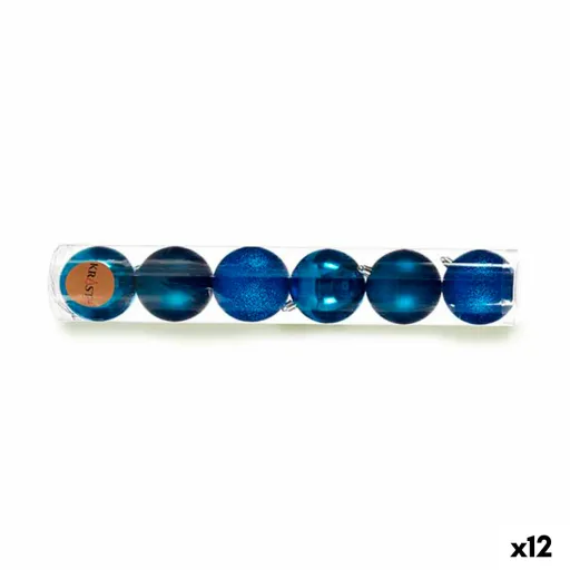 Conjunto de Bolas de Natal Azul Plástico 8 x 9 x 8 cm (12 Unidades)