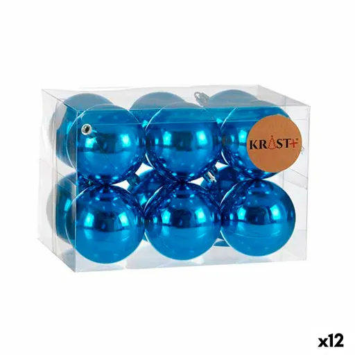 Conjunto de Bolas de Natal Azul Plástico Ø 7 cm (12 Unidades)