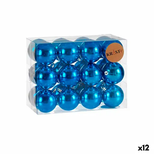 Conjunto de Bolas de Natal Azul Plástico (12 Unidades)