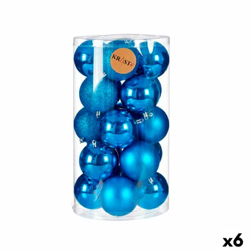 Conjunto de Bolas de Natal Azul Plástico 8 x 9 x 8 cm (6 Unidades)